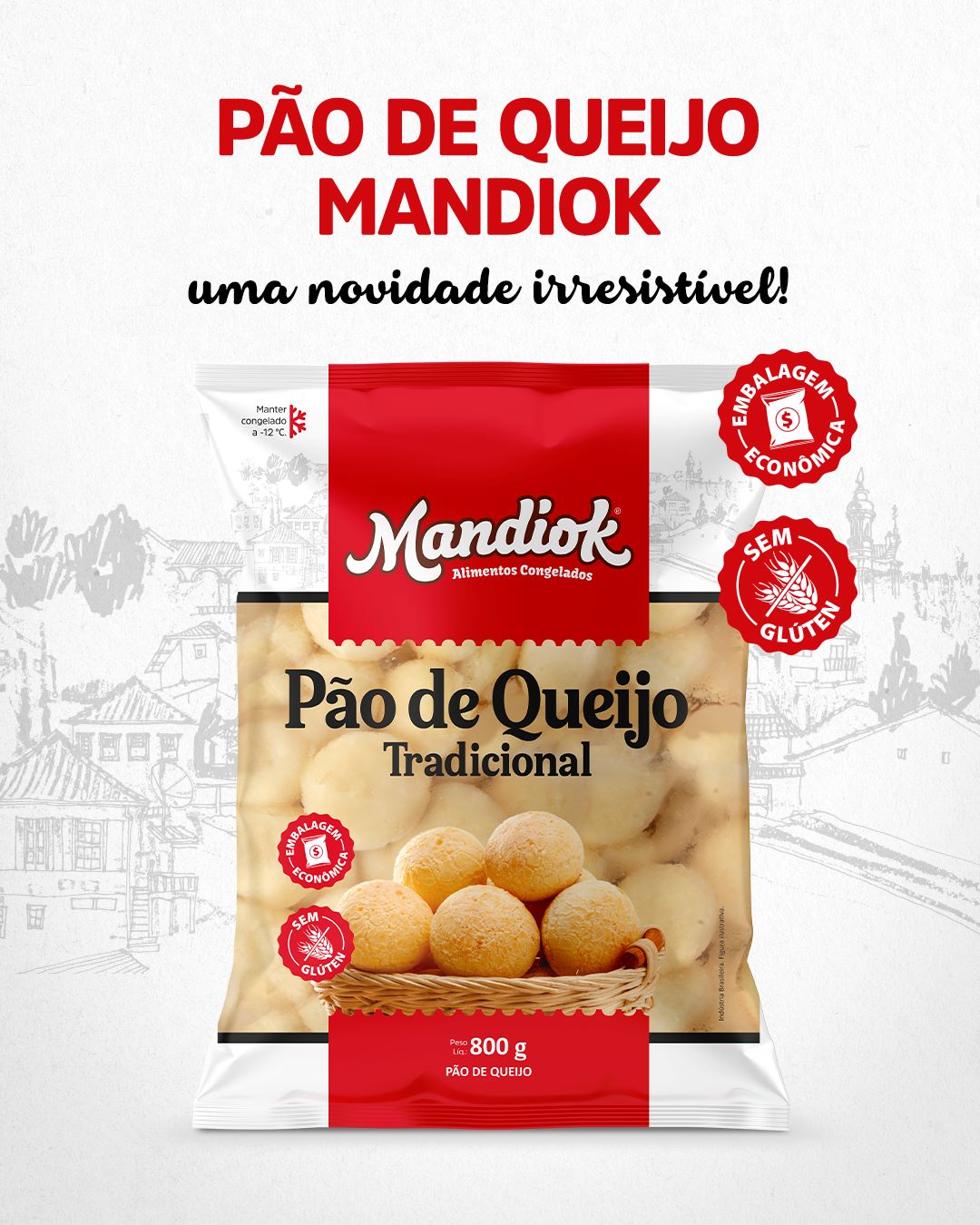 Pão de Queijo Mandiok: o quentinho de todo dia agora em embalagem econômica de 800g